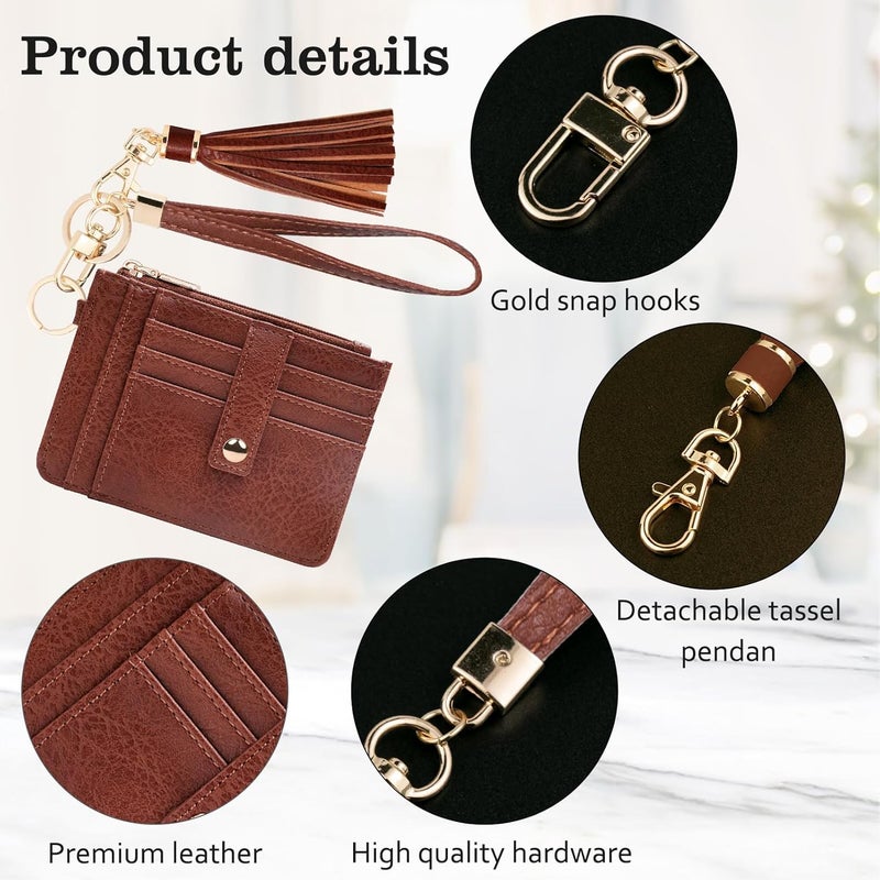 KNGITRYI Small Wristlet Wallets for Women RFID Credit Card Holder Wallet Keychain Wristlet Wallet Credit Card Wallets for Women (Dark Brown) - Image 4